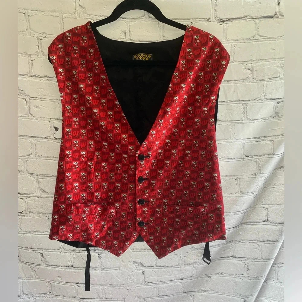 Men’s Vintage UW Madison Wisconsin Bucky Badger Button‎ Up Vest 80s 90s